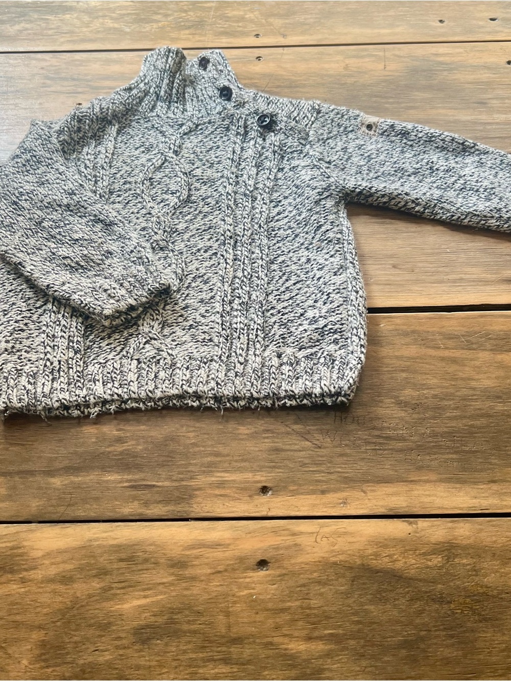 Ikks Marled Light Gray Cable Knit Zip Cardigan for kids